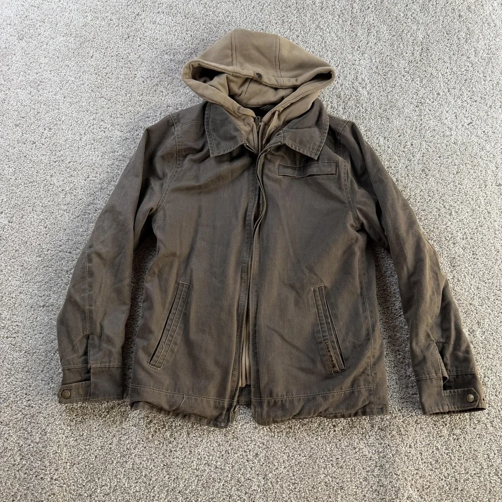 Legendary Whitetails Jacket Mens Small Brown Canvas Hooded Insulated Parka Lined